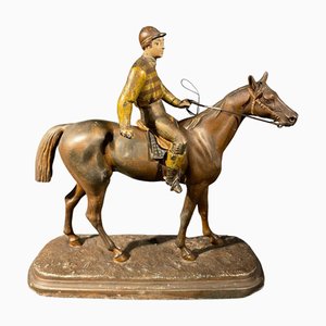 Estatua de jinete ecuestre de policromía, década de 1890