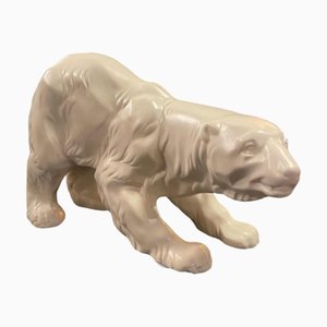 Oso polar Art Déco de cerámica blanca, años 30
