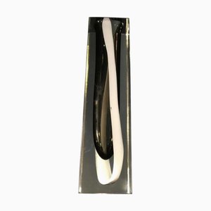 White and Black Striped Sommerso Murano Glass Vase attributed to Flavio Poli for Seguso, 1960s