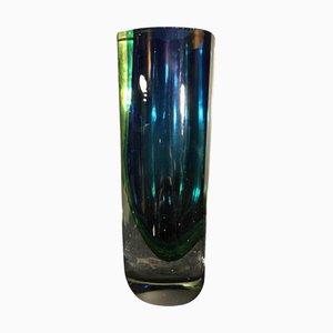 Blaue & Grüne Sommerso Murano Glasvase von Flavio Poli für Murano, 1960er