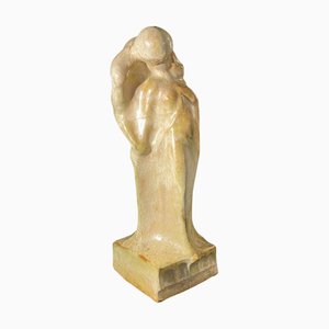 Sculpture Kiss Art Nouveau Art Déco en Grès par Cris Agterberg et Roger Guérin