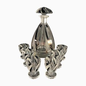Likörservice aus geschliffenem Doppelglas von Karl Palda, 1930er, 8er Set