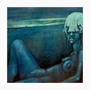 Johan Nyssen, Nackte Frau, Öl auf Leinwand, 1980er