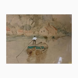 Henri Stacquet, Holland Landschaft, Aquarell, 1880er