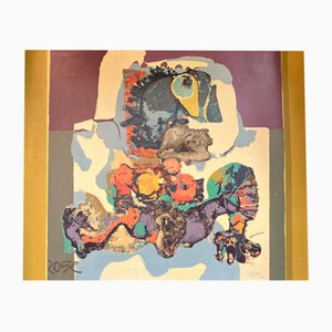 Bernard Desfrere, Cobra Movement Rose, Oil Screen Print, 1972