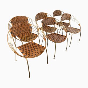 Vintage Italian Garden Patio Scoubidou Armchairs, 1950s, Set of 6