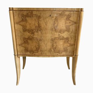 Geschwungener Art Deco Schrank aus Ahorn Maser & Mahagoni Fillet, 1930er