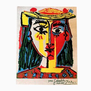 Tappeto con ritratto di donna che indossa un cappello di Pablo Picasso per Desso, anni '90