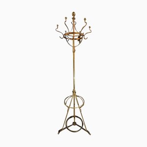 Arts & Crafts Art Nouveau Parrot Coat Stand Rack in Bronze & Steel, 1900s