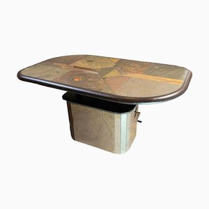 Brutalist Coffee Table in Stone, Copper & Brass by Paul Kingma, 1970s