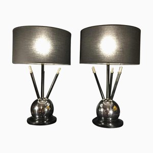 Lámparas de mesa Sputnik Ball Art Déco, años 30. Juego de 2