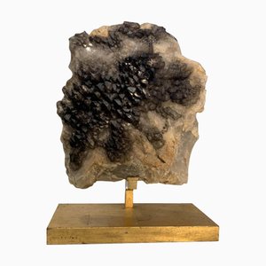 Großer schwarzer natürlicher Rauchquarz Kristall Cluster, Willy Daro zugeschrieben, 1970er