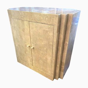 Travertine & Brass Fillet Dresser by Jean-Claude Mahey, 1960s