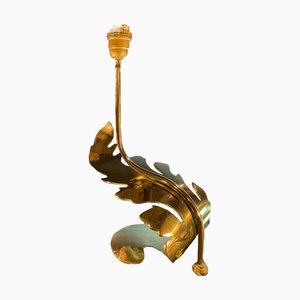 Hollywood Regency Blatt Tischlampe aus Vergoldeter Bronze, 1970er