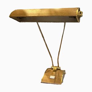 Bauhaus Jumo Desk Lamp in Gold & Brown by Eileen Gray, 1945