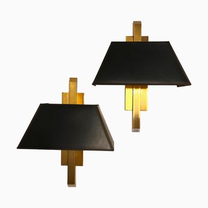 Hollywood Regency Wandlampe aus vergoldetem Messing von Maison Charles für Deknudt, 1970er, 2er Set