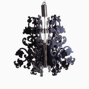 Modern Chandelier in Black Plastic and Steel