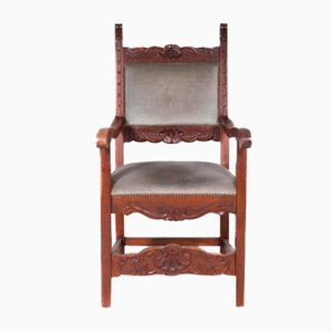 Presidential Chair with Grey Velvet Upholstery in the style of Fratina