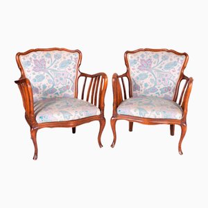Floral Armchairs in Cherrywood attributed to Paolo Buffa