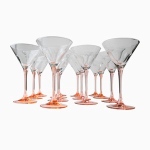 Vintage Pink Luminarc Martini Glasses, France, 1980s