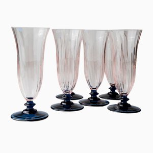 Rosa Blaue Vintage Trinkgläser aus Muranoglas, Italien, 1970er, 6er Set