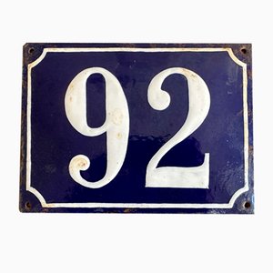 Placa con el número de casa francesa antigua esmaltada, 1900