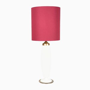 Lámpara de mesa de latón y vidrio opalino de Bruno Gatta para Stilnovo, años 50