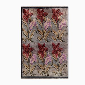 Türkischer Mid-Century Modern Tulu Tulu Teppich mit Tulpenmuster in Rot