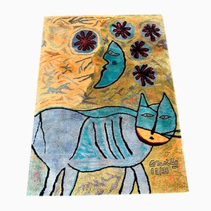 Le Chat La Lune et Le Soleil Teppich von Corneille, 1970er