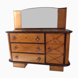 Art Deco Chest of Drawers with Mirror in the style of Osvaldo Borsani, 1940s, Set of 2