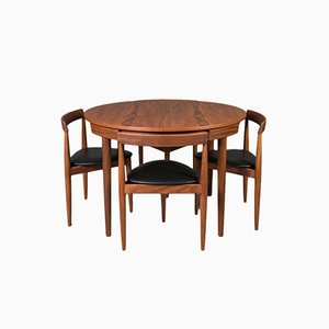 Dining Table & Roundette Chairs by Hans Olsen for Frem Røjle, Denmark, 1960s, Set of 5