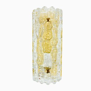 Lampada da parete in vetro e ottone di Carl Fagerlund per Orrefors, Svezia, anni '60