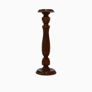 Pedestal decorativo de madera, años 70