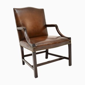 Georgian Leather Gainsborough Armchair, 1790s