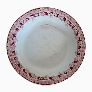 Antique Round Hollow Iron Earth Serving Dish from Saint Amand, 1890s