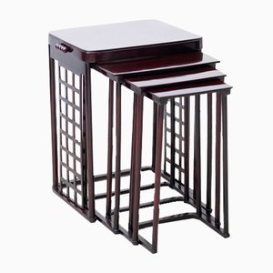 Secessionistic Model 988 Nesting Tables by Prof. Josef Hoffmann for Jacob & Josef Kohn, Vienna, Austria, 1906, Set of 4