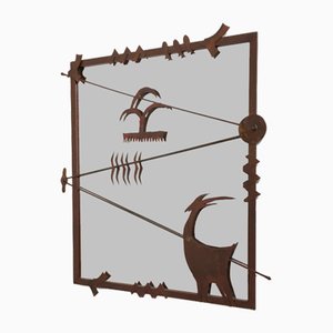 Miroir Mural Rectangulaire avec Cadre en Fer dans le style Atelier Marolles, France, 2000s