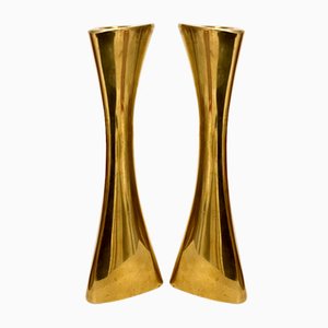 Portacandele in ottone di Karl Erik Ytterberg per BCA Eskilstuna, Svezia, anni '60, set di 2