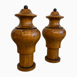 Exotic Wood Potiches, France, 1960s, Set of 2