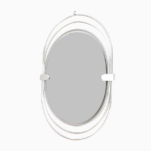 Postmodern Smoked Wall Mirror with Triple Chrome-Plated Metal Frame, Italy, 1970s