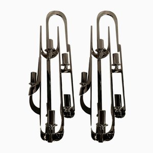 Lampade da parete grandi in bronzo, anni '70, set di 2