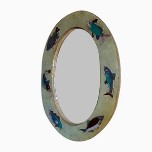 Belgian Ceramic Wall Mirror by Monique van Vinckenroy, 1950s