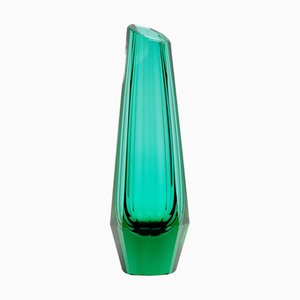 Vaso Art Deco in vetro sfaccettato attribuito a Josef Hoffmann per Moser, Ex Cecoslovacchia, anni '30