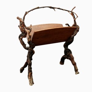 Rustic Magazine Rack in Burl Wood, 1910