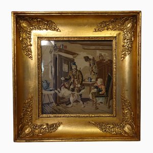 Gobelin Antique avec Cadre et Broderie, 1800s
