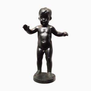 Vintage Soviet Kasli Cast Iron Baby Figurine, 1973