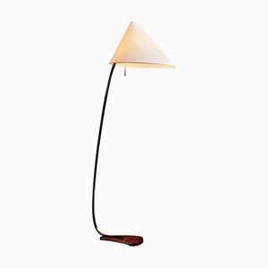 Lampada da terra con base in marmo rosso di Rupert Nikoll, anni '50