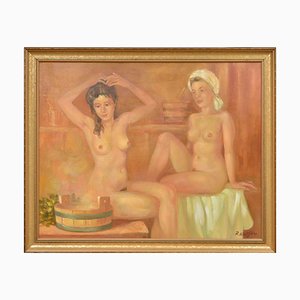 Rolands Krisjanis, Girls in the Sauna, Oil on Canvas