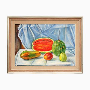 Raul Anguiano, Still Life with Watermelon and Papaya, Oil on Canvas