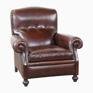 Antique English Sheepskin Chair